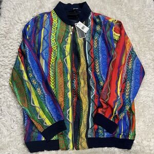 Coogi Silk Bomber Jacket Men's Size 4XL Multi Color Authentic Biggy Smalls NEW